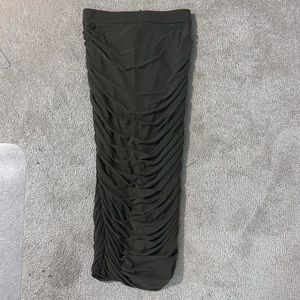 Dark green high waist ruched skirt